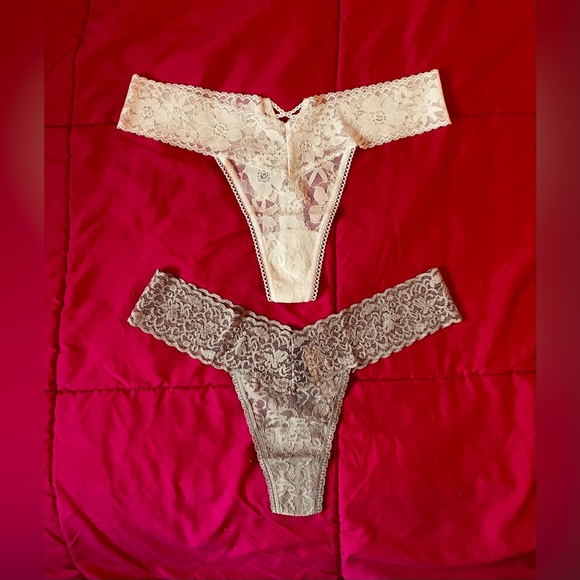 A SET OF 2 VICTORIA’S SECRET THONGS: Large size, Creme and Taupe - Picture 2 of 11